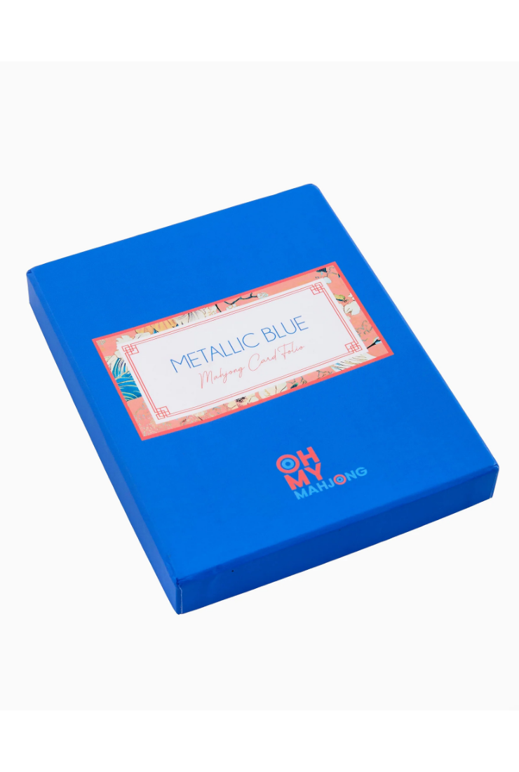 Blue box with a label and brand logo on a white background