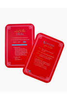 Two red cards with text on a white background