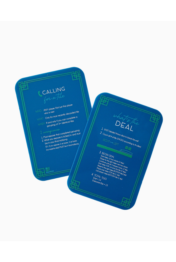 Two blue cards with text on a white background