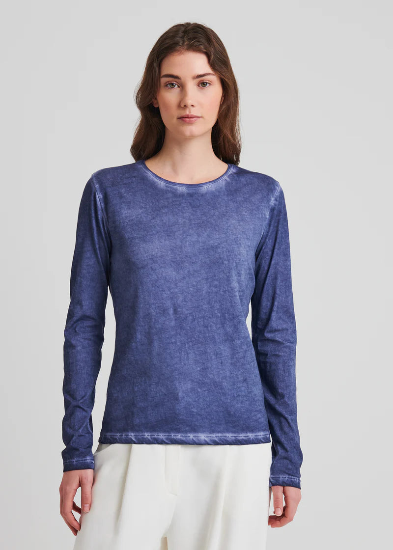 Long Sleeve Pima Sublime Classic Crew in Blue Indigo