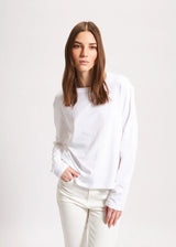 Long Sleeve Iconic Boyfriend Crew in White