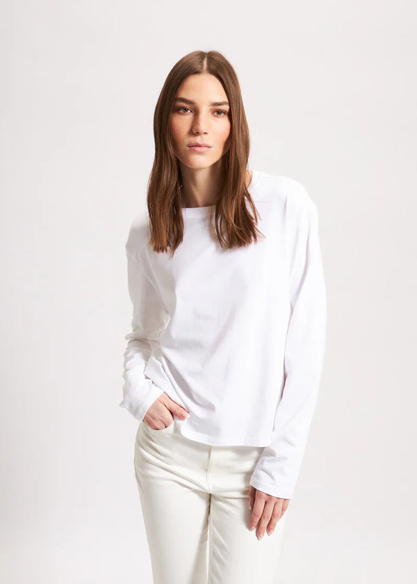 Long Sleeve Iconic Boyfriend Crew in White