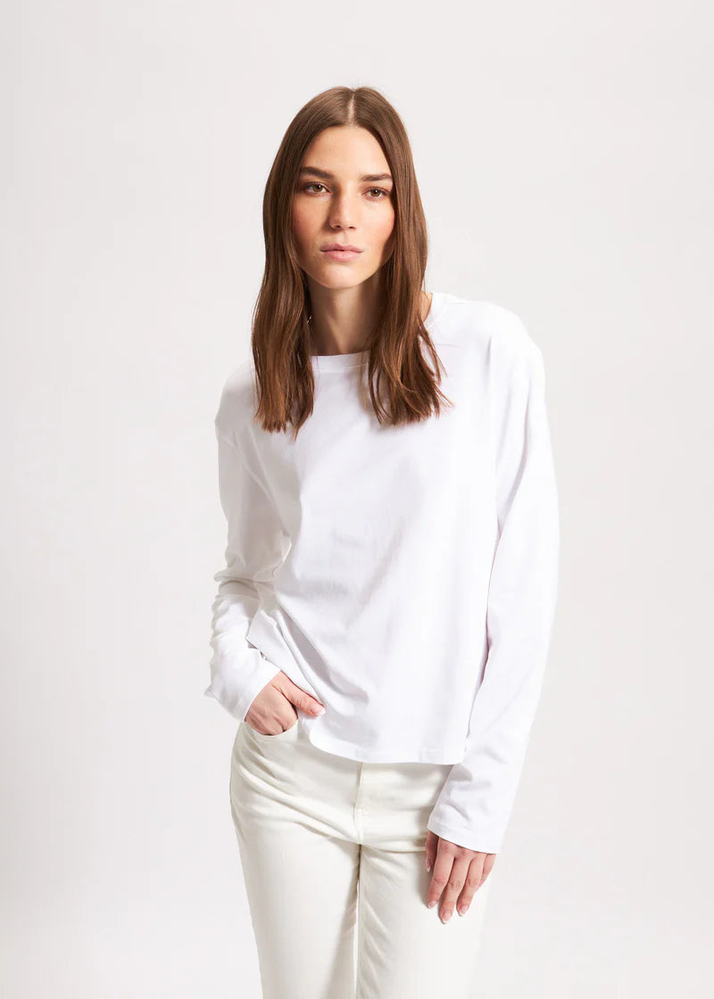 Long Sleeve Iconic Boyfriend Crew in White