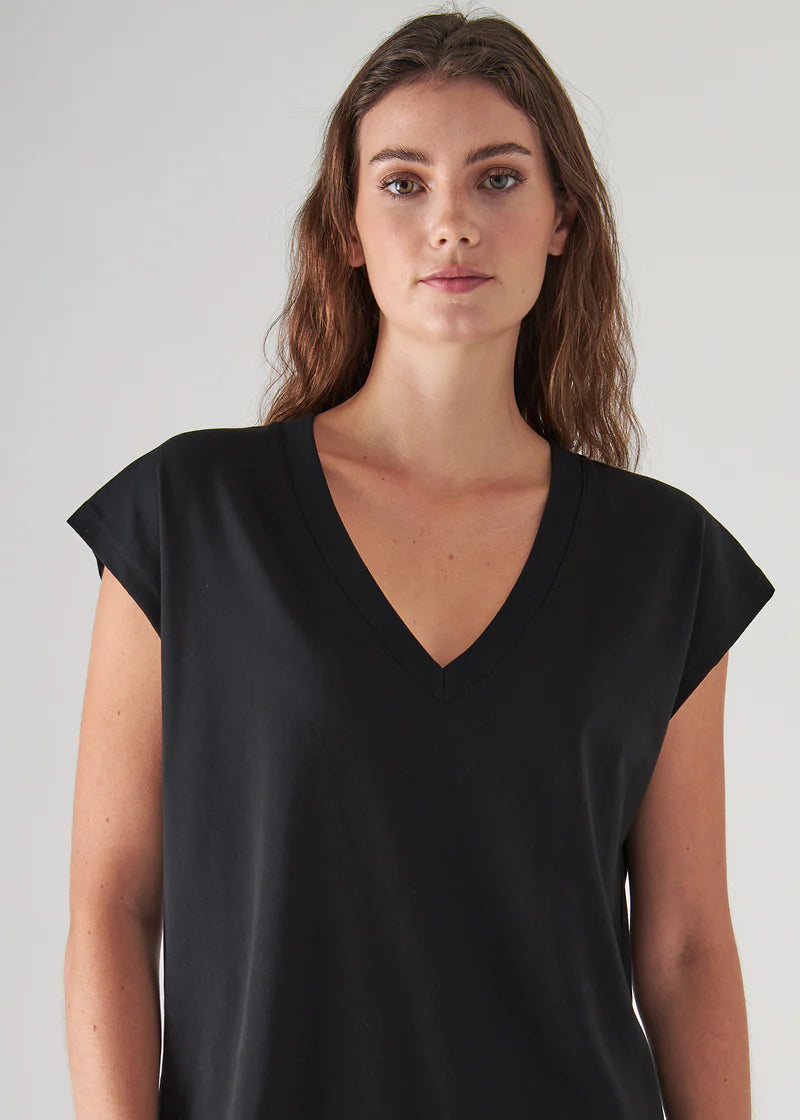 Iconic V-Neck Dolman Tee in Black