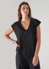 Iconic V-Neck Dolman Tee in Black