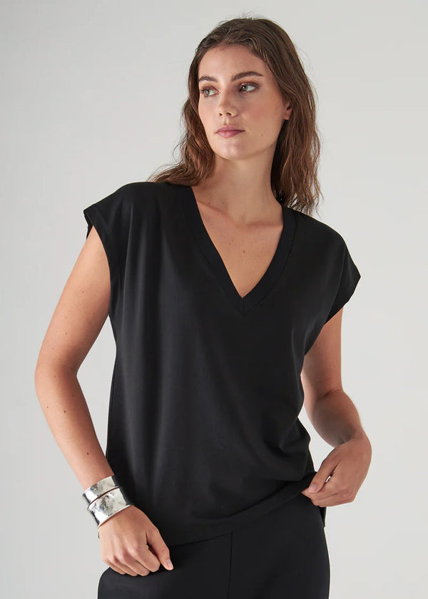 Iconic V-Neck Dolman Tee in Black