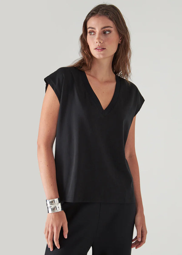 Iconic V-Neck Dolman Tee in Black