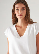 Iconic V-Neck Dolman Tee in White