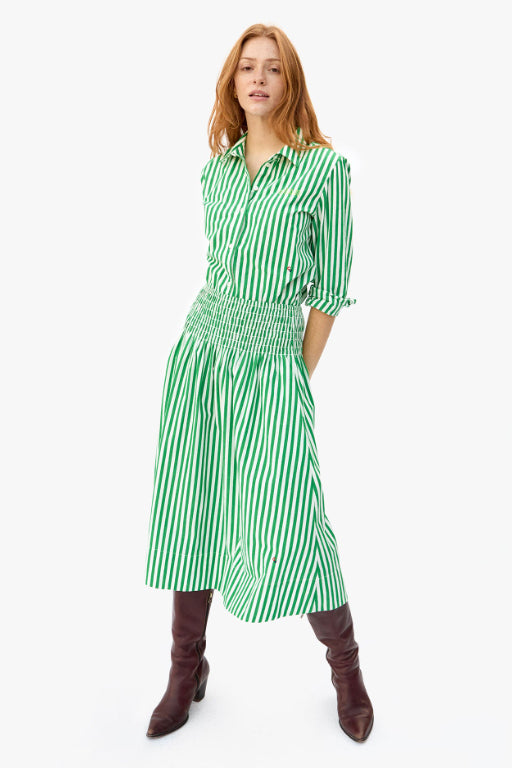 Zoe Skirt Green & Cream Stripe