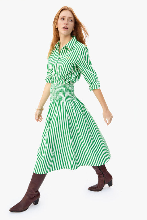 Zoe Skirt Green & Cream Stripe