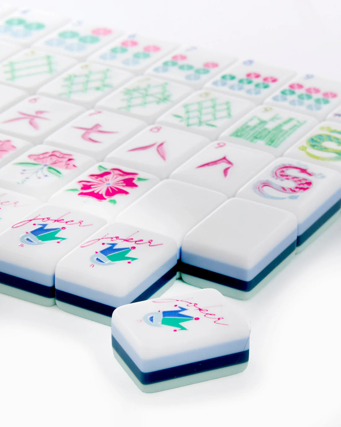 Colorful麻将 tiles on a white background