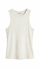 White sleeveless top on a white background