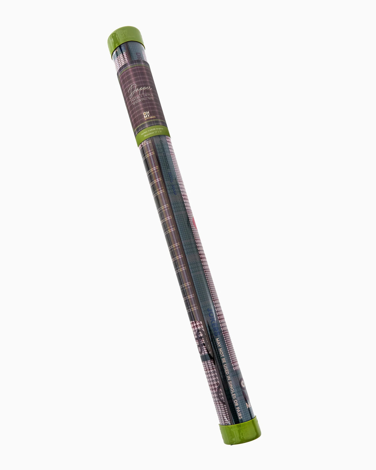 Golf club grip with plaid pattern and green ends on a white background