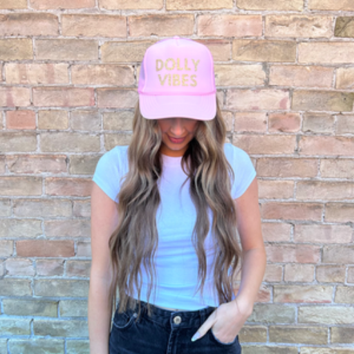 Dolly Vibes Trucker Hat Soft Pink/Gold Glitter