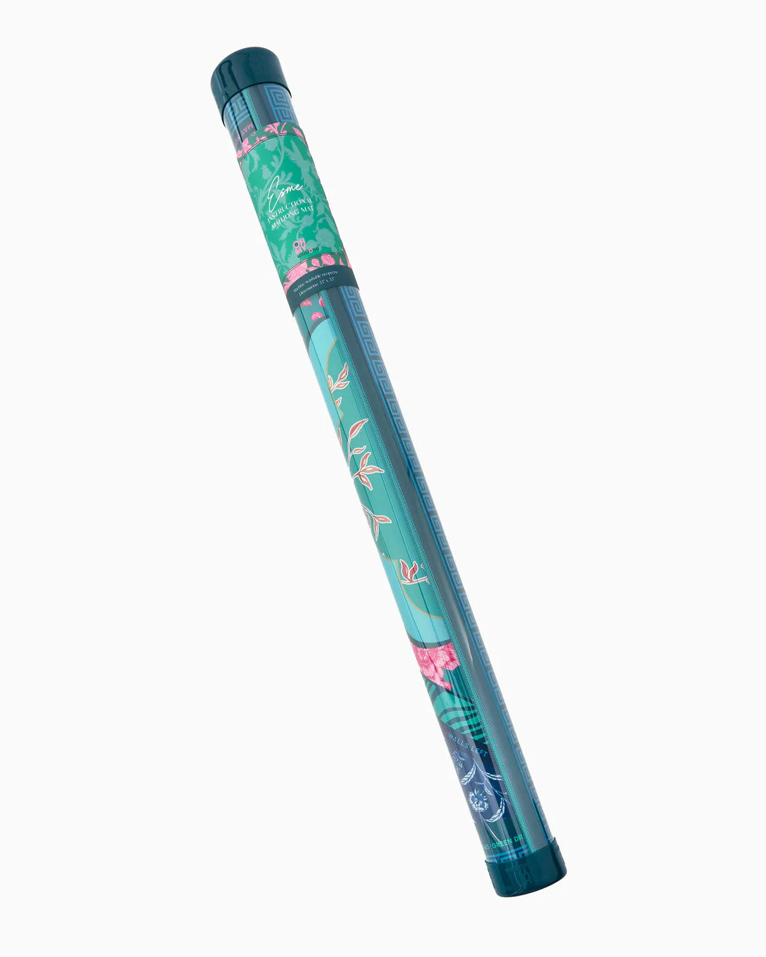 Tennis racket with a colorful design on a white background