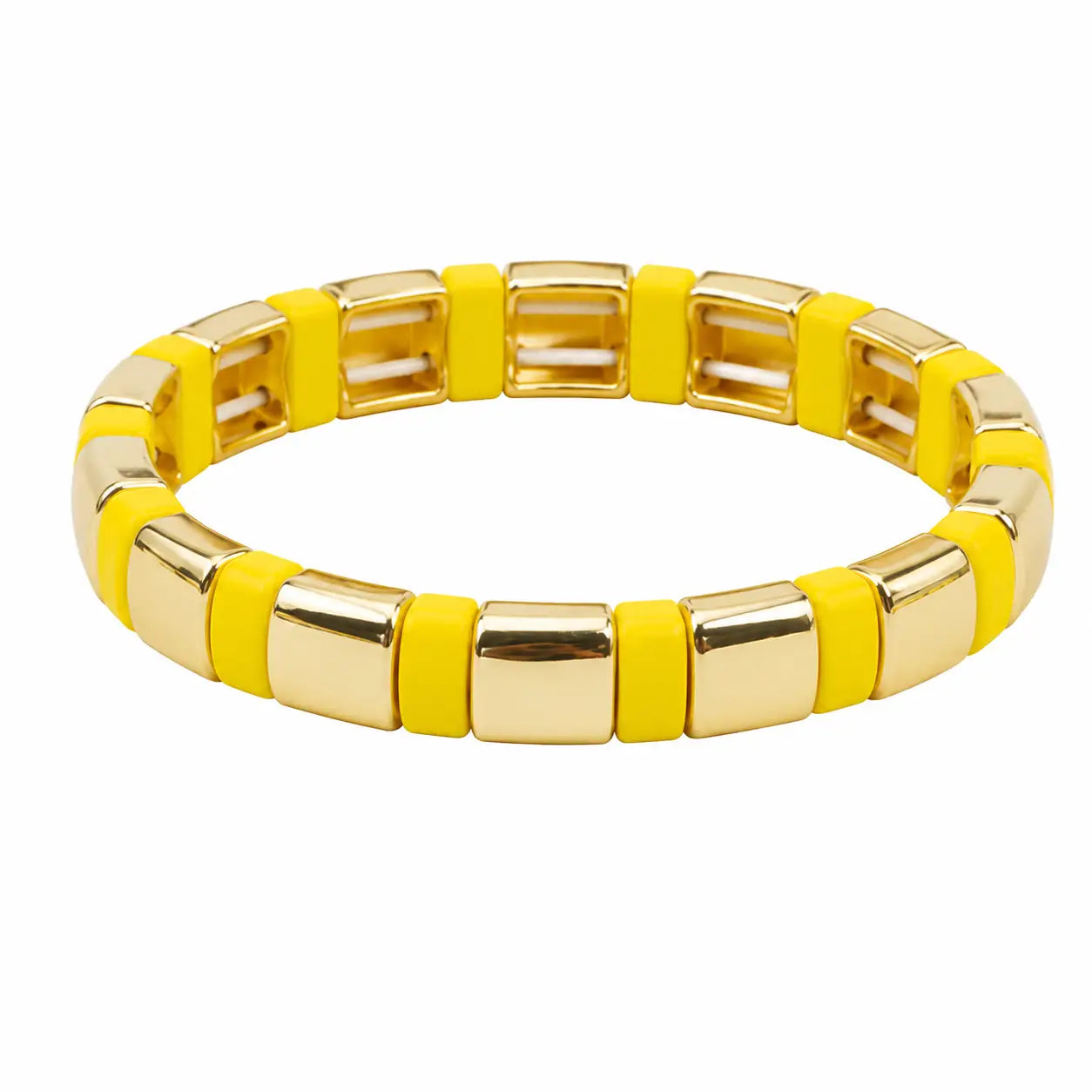 Gold and yellow bracelet on a white background