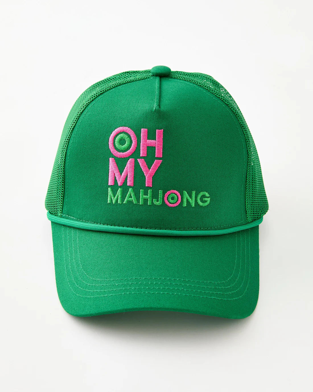 Green cap with 'OH MY MAHJONG' text on a white background