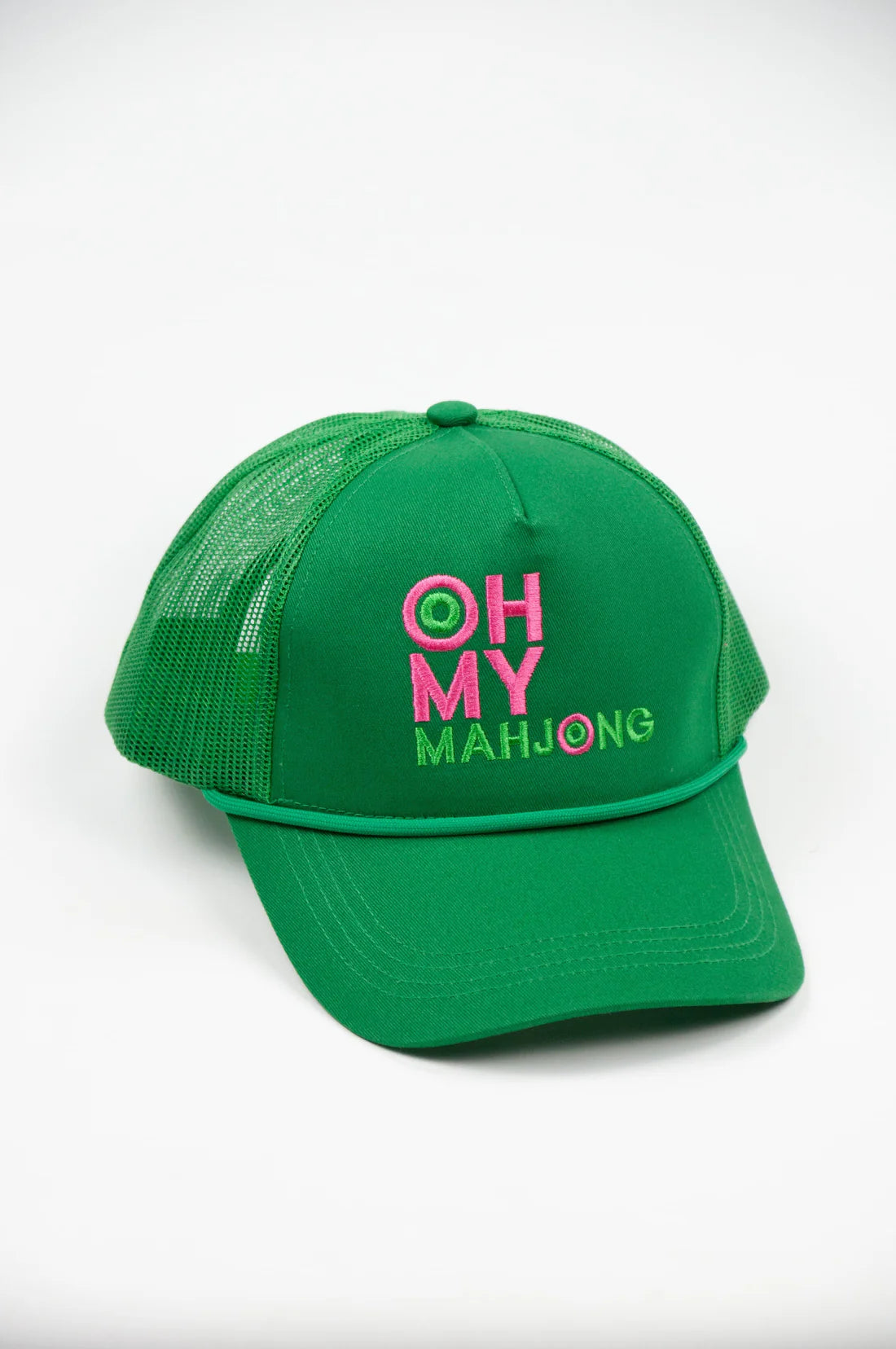 Green cap with 'OH MY MAHJONG' text on a white background