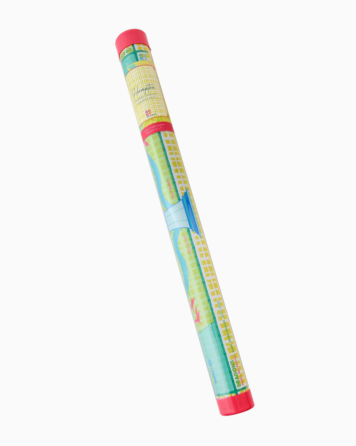 Colorful cylindrical product with a pattern on a white background