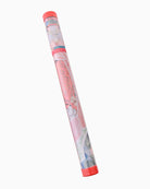 Decorative cylindrical object with cartoon character design on a white background