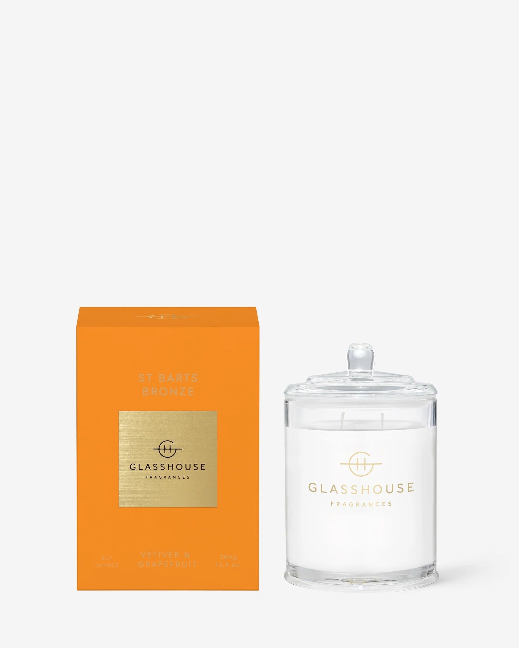 Glasshouse candle and packaging on a white background