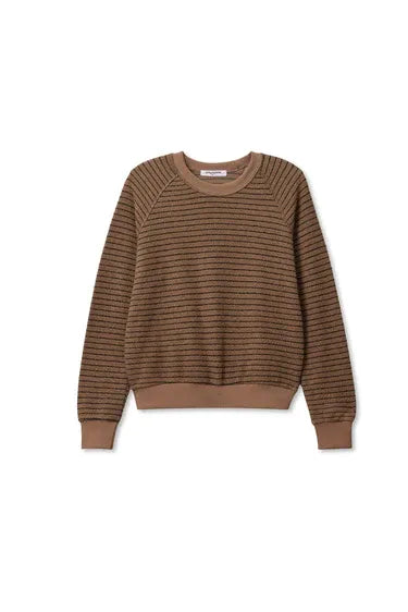Brown striped sweater on a white background