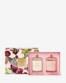 Glasshouse soy candle duo set with floral design on packaging