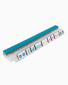 Set of colorful tiles with numbers and symbols on a white background