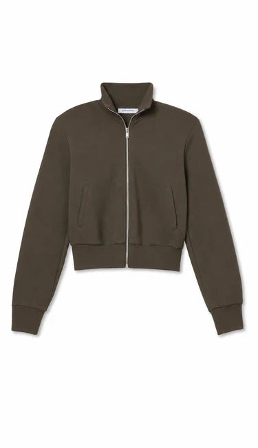 Brown zip-up sweatshirt on a white background