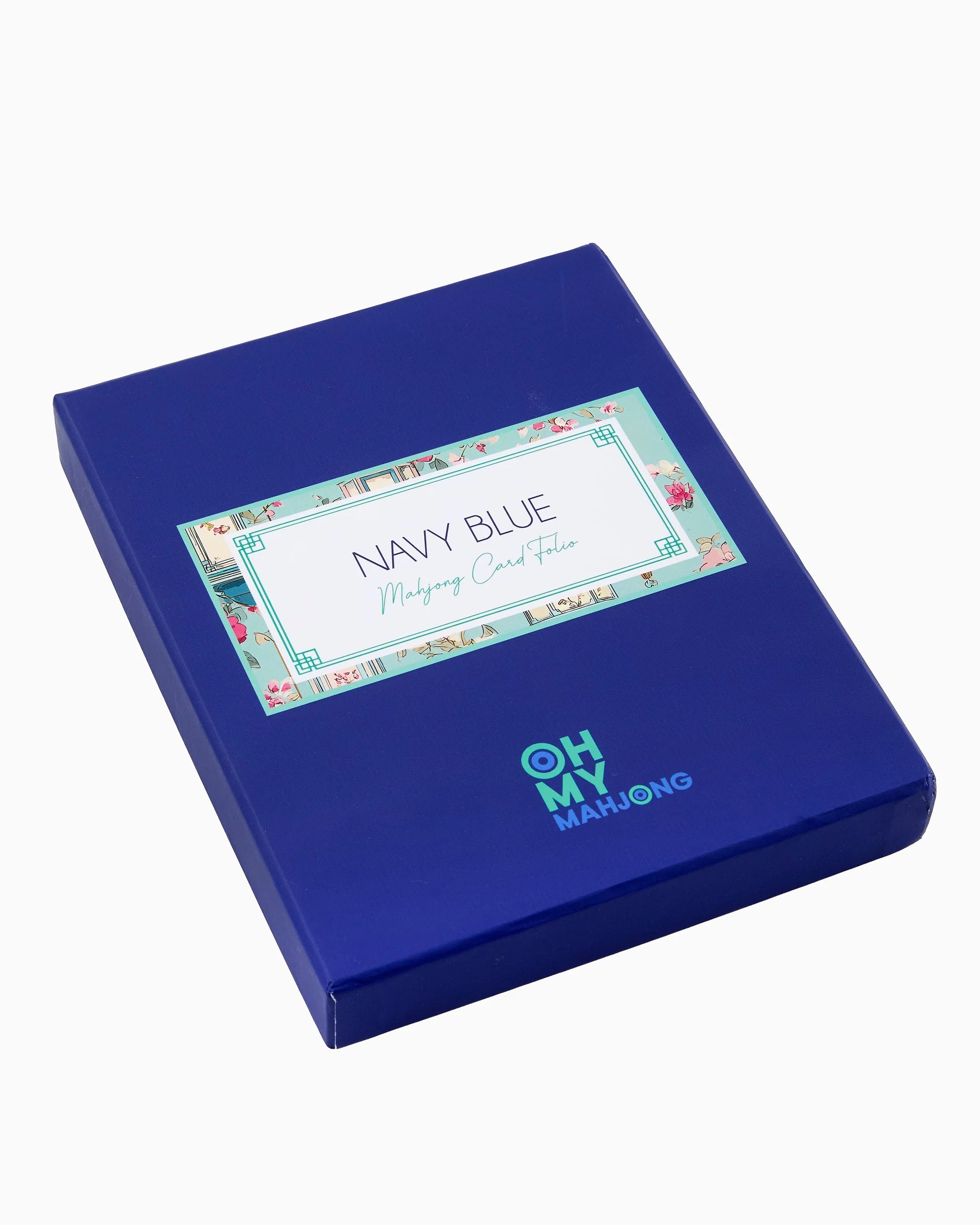A navy blue glossy box of 'NAVY BLUE Melody Card Film' by Oh My Mahjong, shown at an angle on a clean white background.