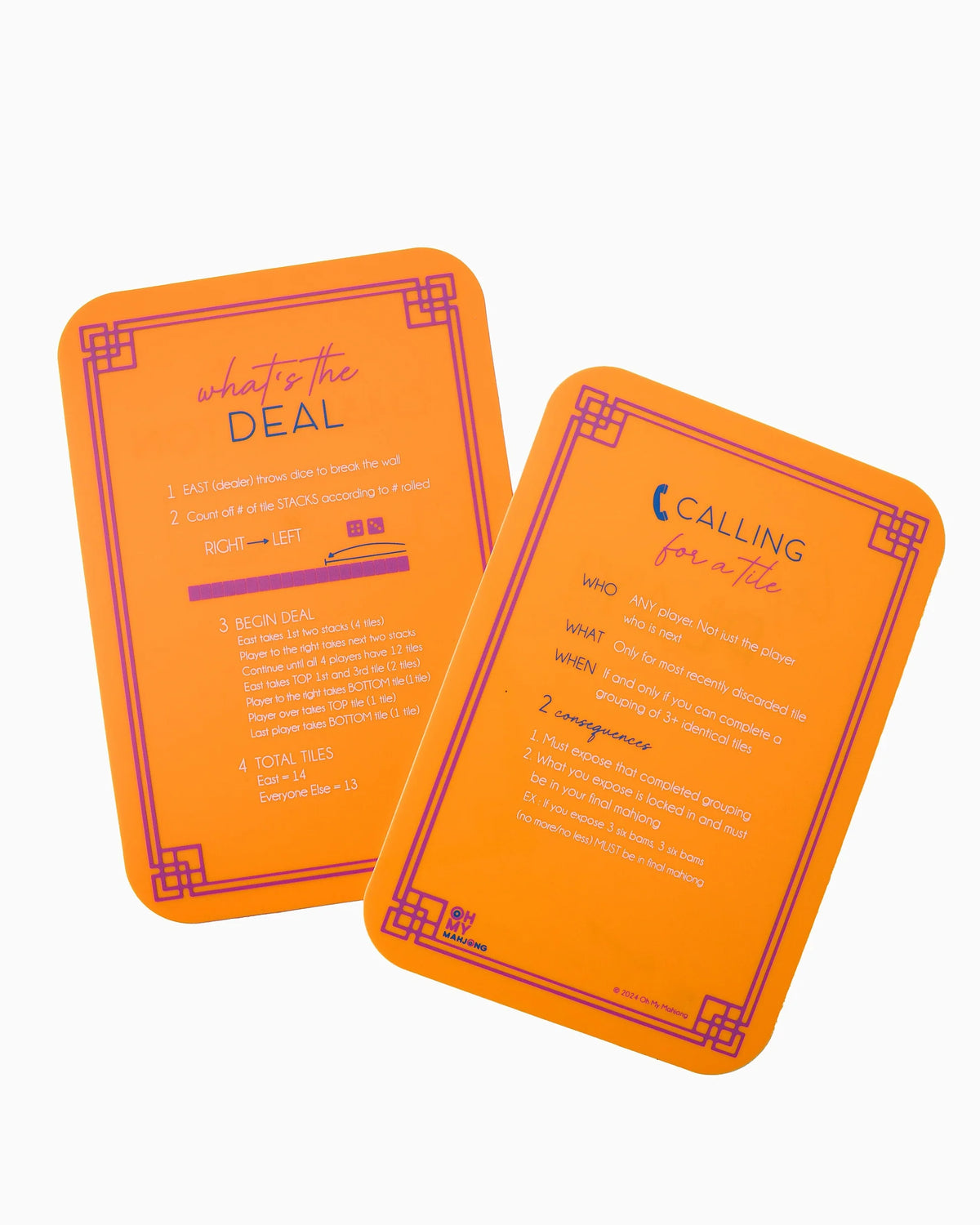 Two orange cards with text on a white background