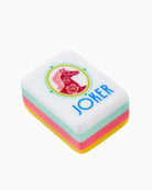 Joker card box with colorful design on a white background