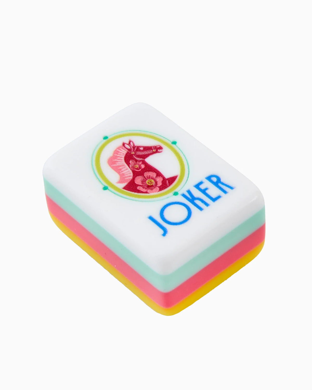 Joker card box with colorful design on a white background