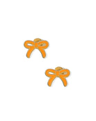 Orange bow-shaped earrings on a white background