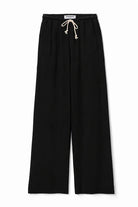 Black wide-leg pants on a white background
