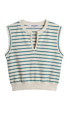 Striped sleeveless top with a V-neck on a white background