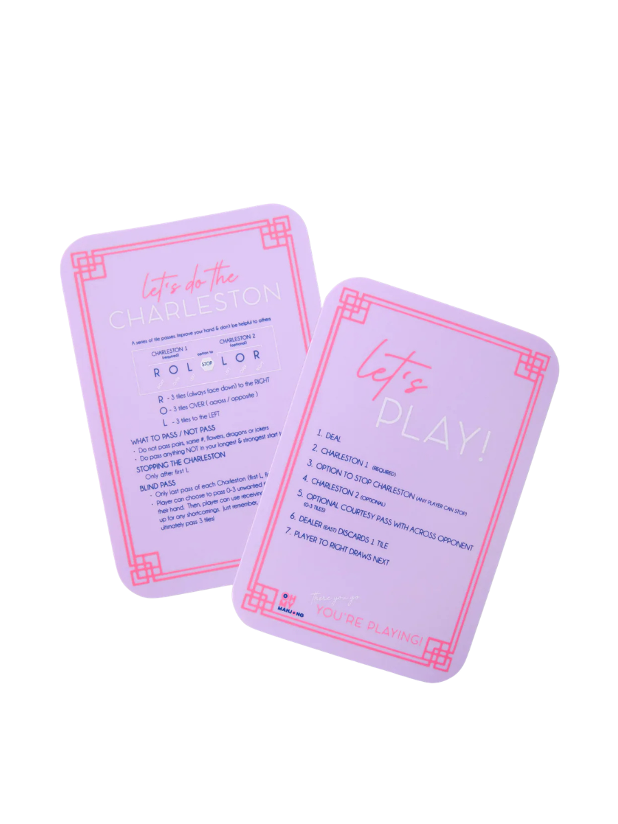 Two purple cards with text on a white background