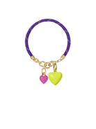 Bracelet with heart-shaped charms on a white background
