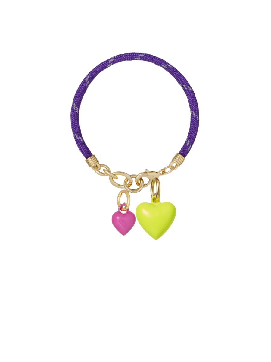 Bracelet with heart-shaped charms on a white background