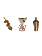 Set of cocktail-themed figurines on a white background