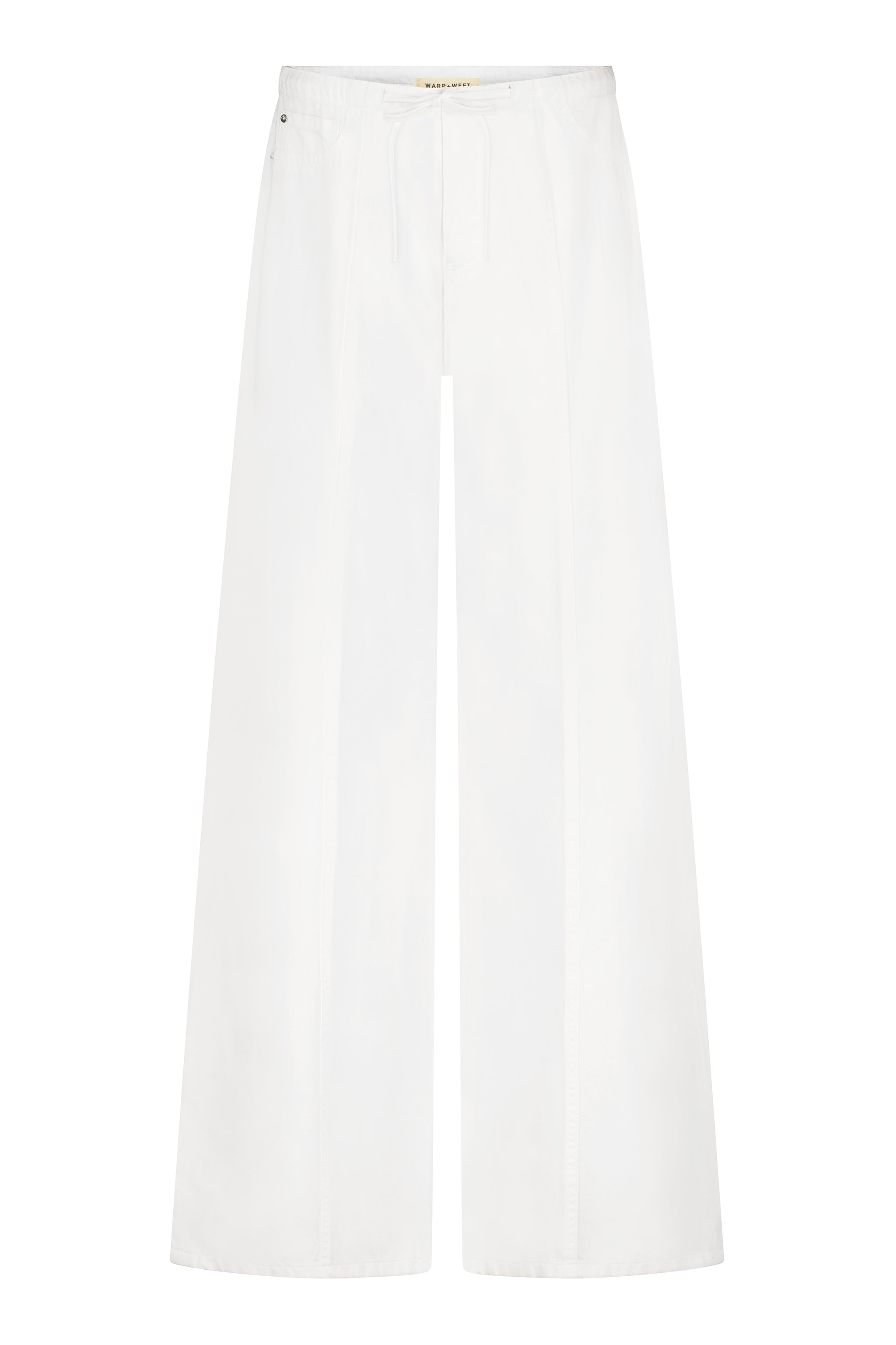 White wide-leg pants on a white background