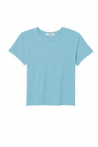 A light blue short-sleeve crewneck t-shirt displayed flat against a solid white background.