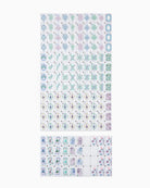 Set of decorative stickers with various designs on a white background