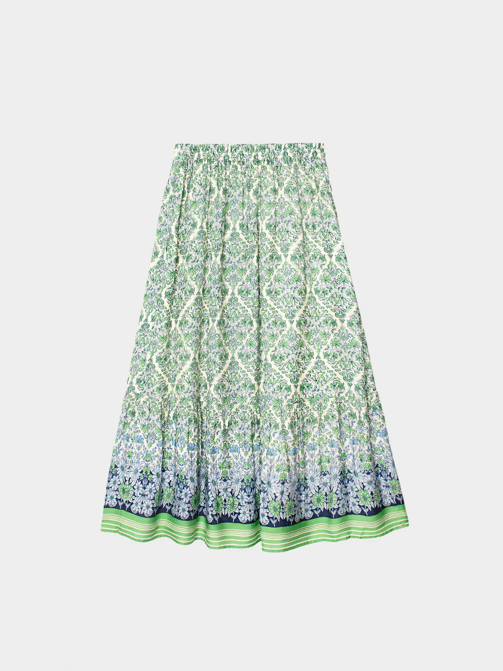 Green patterned skirt on a white background