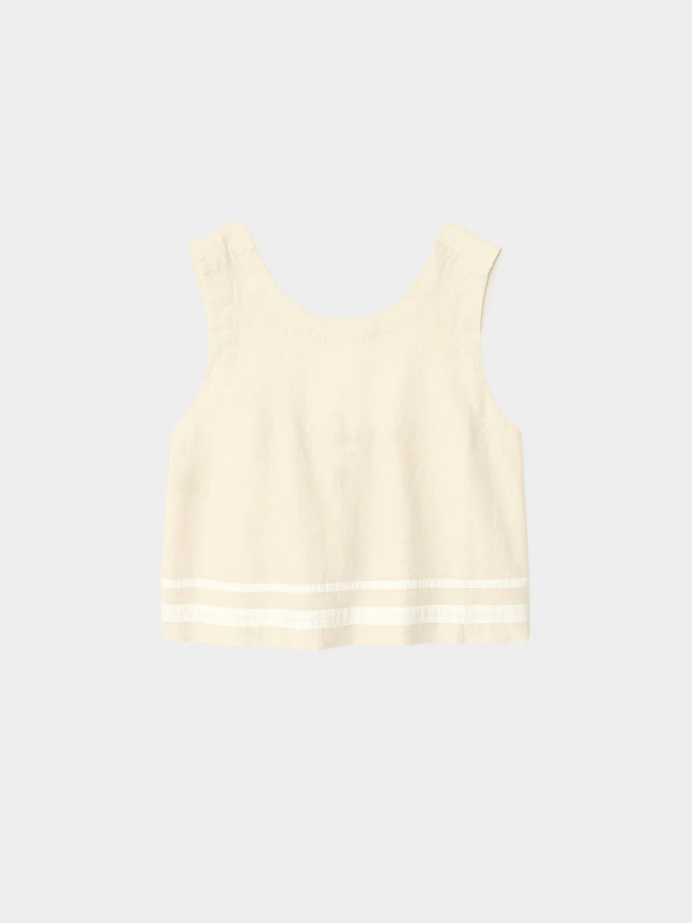 Cream-colored sleeveless top on a light gray background