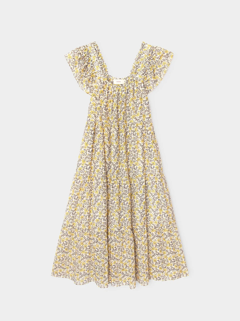 Yellow floral dress on a white background