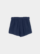 Navy blue shorts on a light gray background