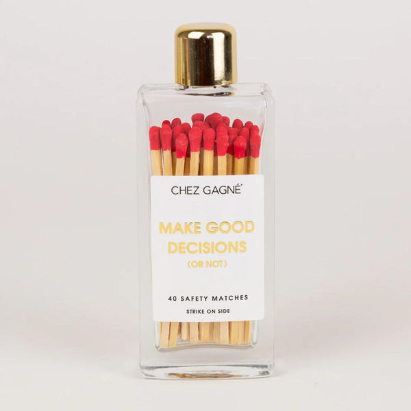 Make Good Decisions Glass Bottle Matches