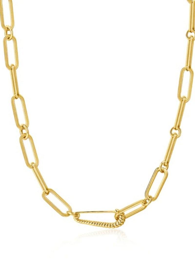 Francois Safety Pin Necklace - Gold